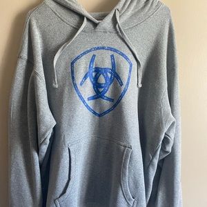 Mens Ariat Hoodie Gray with blue Logo